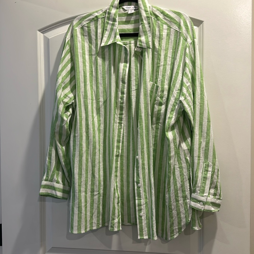 Oversized striped button down